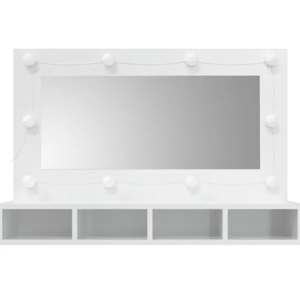 vidaXL Sminkbord>Spegelskåp med LED högglans 90x31,5x62 cm