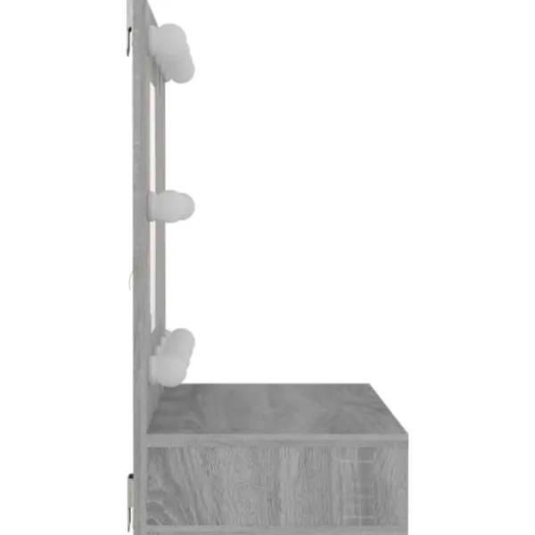 vidaXL Sminkbord>Spegelskåp med LED grå sonoma 60x31,5x62 cm Grå