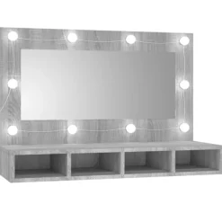 vidaXL Sminkbord>Spegelskåp med LED grå sonoma 90x31,5x62 cm Grå