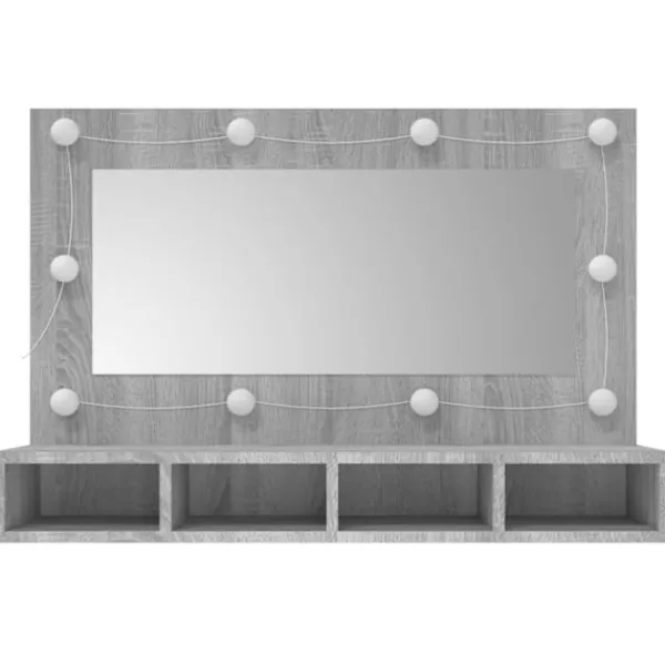 vidaXL Sminkbord>Spegelskåp med LED grå sonoma 90x31,5x62 cm Grå