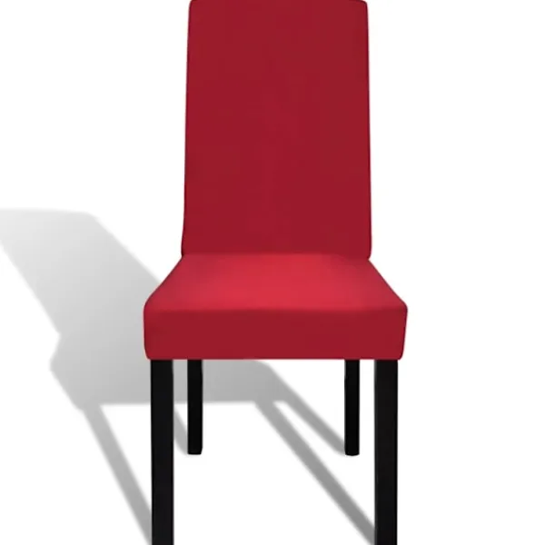 vidaXL Stolar>Stolsöverdrag rak modell stretch 6 st vinröd Röd