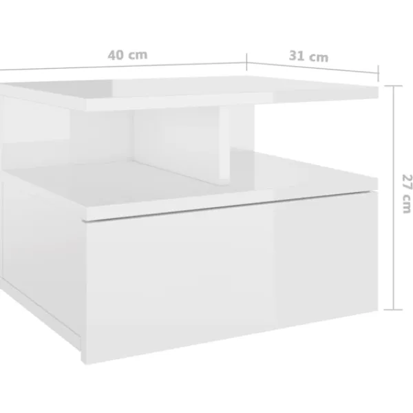 vidaXL Sängar>Svävande sängbord 2 st högglans 40x31x27 cm konstruerat trä