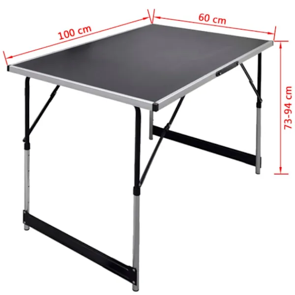 vidaXL Småbord>Tapetbord i 3 delar hopfällbar, justerbar höjd - 100x60cm