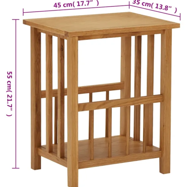 vidaXL Småbord>Tidningsbord 45x35x55 cm massiv ek
