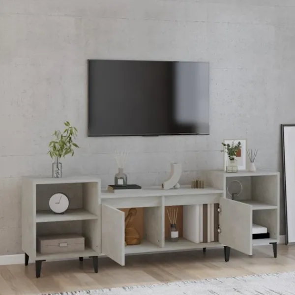 vidaXL Tv-Bänkar>Tv-bänk betong 160x35x55 cm konstruerat trä