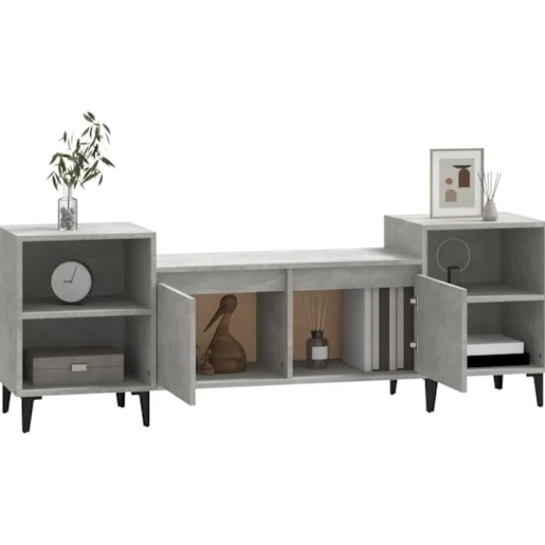 vidaXL Tv-Bänkar>Tv-bänk betong 160x35x55 cm konstruerat trä