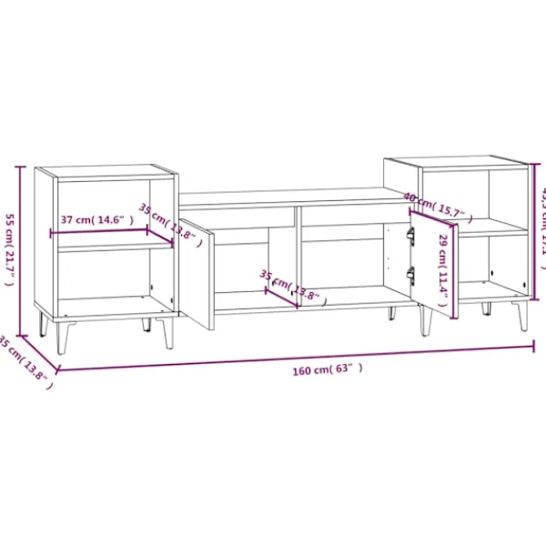 vidaXL Tv-Bänkar>Tv-bänk betong 160x35x55 cm konstruerat trä