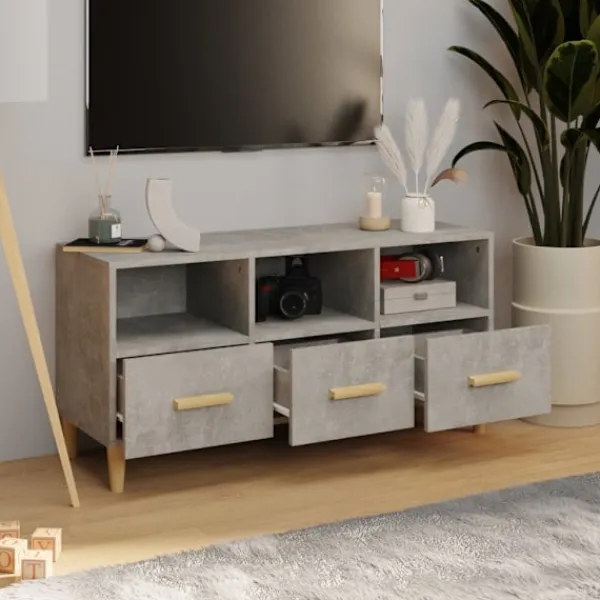 vidaXL Tv-Bänkar>Tv-bänk betong 102x36x50 cm konstruerat trä