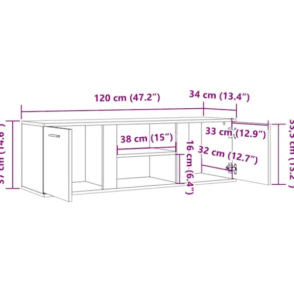 vidaXL Tv-Bänkar>Tv-bänk betong 120x34x37 cm konstruerat trä