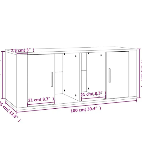 vidaXL Tv-Bänkar>Tv-bänk betong 100x35x40 cm konstruerat trä