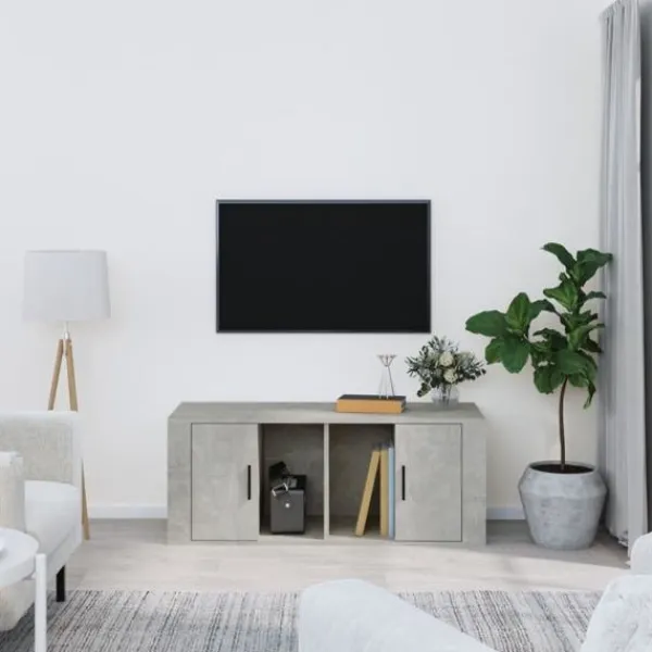 vidaXL Tv-Bänkar>Tv-bänk betong 100x35x40 cm konstruerat trä
