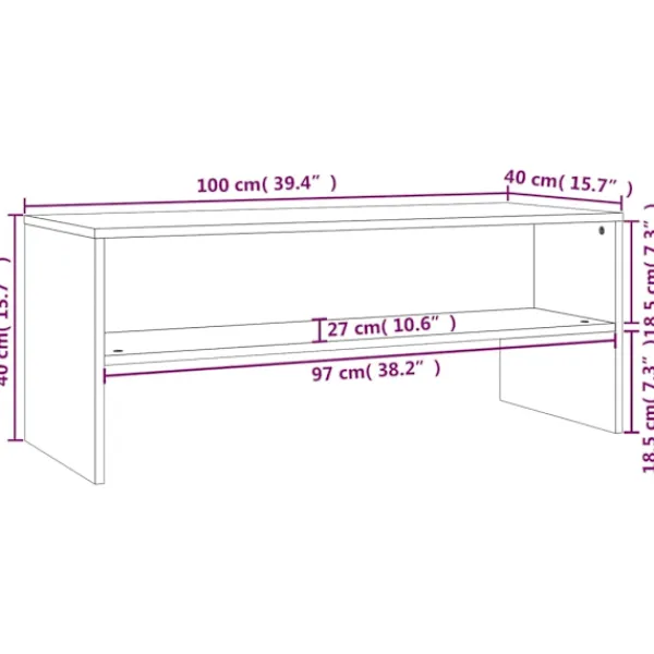 vidaXL Tv-Bänkar>Tv-bänk ek 100x40x40 cm konstruerat trä