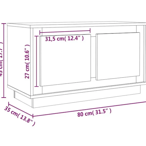 vidaXL Tv-Bänkar>Tv-bänk ek 80x35x45 cm konstruerat trä