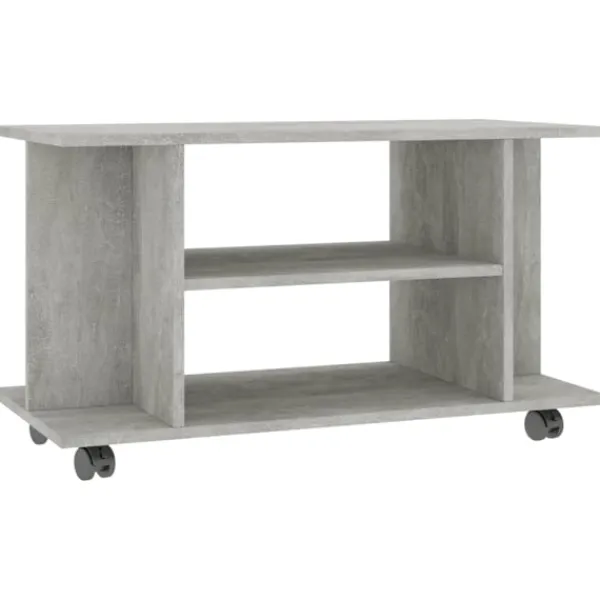 vidaXL Tv-Bänkar>Tv-bänk med hjul betong 80x40x45 cm konstruerat trä