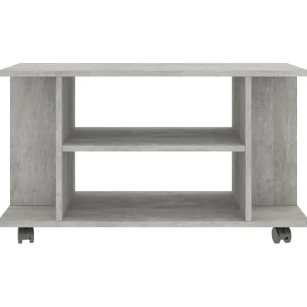 vidaXL Tv-Bänkar>Tv-bänk med hjul betong 80x40x45 cm konstruerat trä
