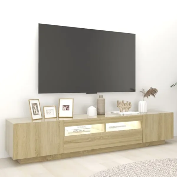 vidaXL Tv-Bänkar>TV-bänk med LED-belysning sonoma-ek 200x35x40 cm