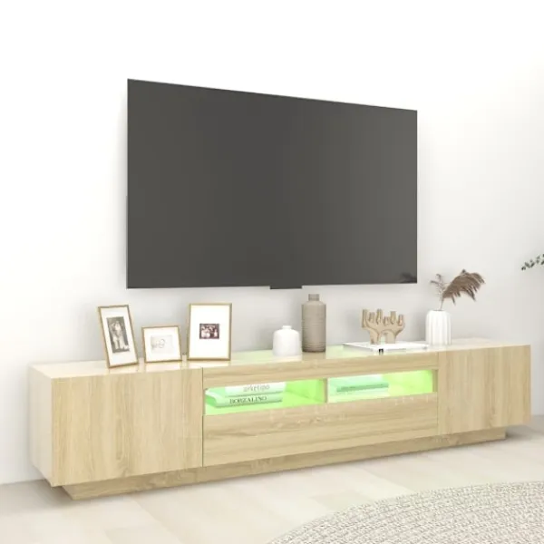 vidaXL Tv-Bänkar>TV-bänk med LED-belysning sonoma-ek 200x35x40 cm