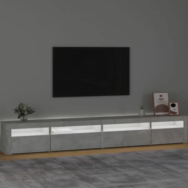 vidaXL Tv-Bänkar>Tv-bänk med LED-belysning betong 270x35x40 cm