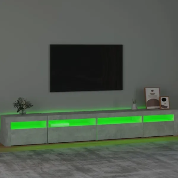 vidaXL Tv-Bänkar>Tv-bänk med LED-belysning betong 270x35x40 cm