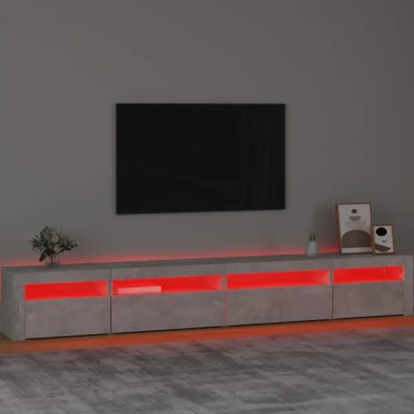 vidaXL Tv-Bänkar>Tv-bänk med LED-belysning betong 270x35x40 cm