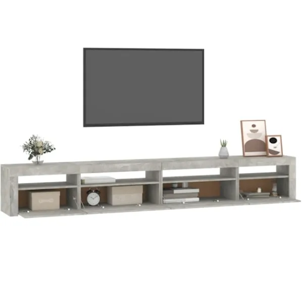 vidaXL Tv-Bänkar>Tv-bänk med LED-belysning betong 270x35x40 cm