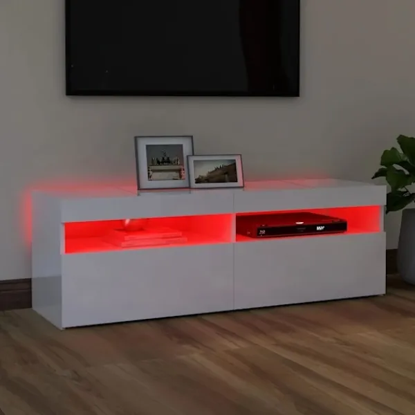 vidaXL Tv-Bänkar>TV-bänk med LED-belysning högglans 120x35x40 cm