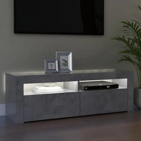 vidaXL Tv-Bänkar>TV-bänk med LED-belysning betong 120x35x40 cm