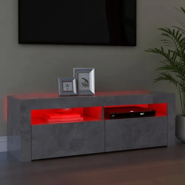 vidaXL Tv-Bänkar>TV-bänk med LED-belysning betong 120x35x40 cm