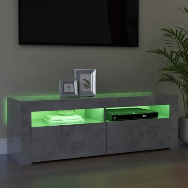 vidaXL Tv-Bänkar>TV-bänk med LED-belysning betong 120x35x40 cm