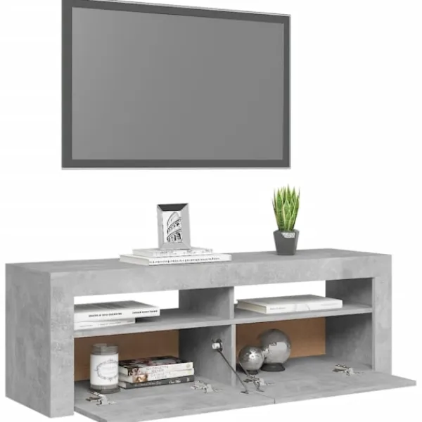 vidaXL Tv-Bänkar>TV-bänk med LED-belysning betong 120x35x40 cm