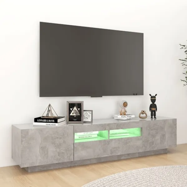 vidaXL Tv-Bänkar>TV-bänk med LED-belysning betong 180x35x40 cm