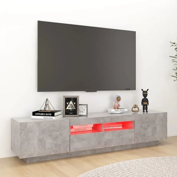 vidaXL Tv-Bänkar>TV-bänk med LED-belysning betong 180x35x40 cm