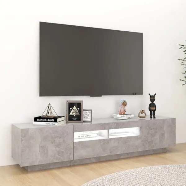 vidaXL Tv-Bänkar>TV-bänk med LED-belysning betong 180x35x40 cm
