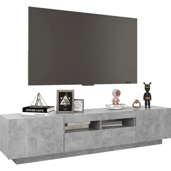 vidaXL Tv-Bänkar>TV-bänk med LED-belysning betong 180x35x40 cm