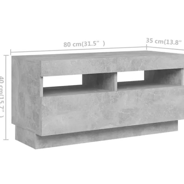 vidaXL Tv-Bänkar>TV-bänk med LED-belysning betong 180x35x40 cm