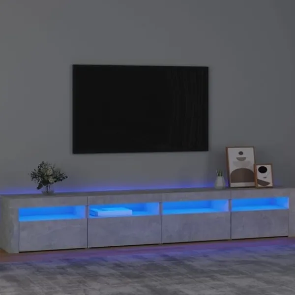 vidaXL Tv-Bänkar>Tv-bänk med LED-belysning betong 240x35x40 cm