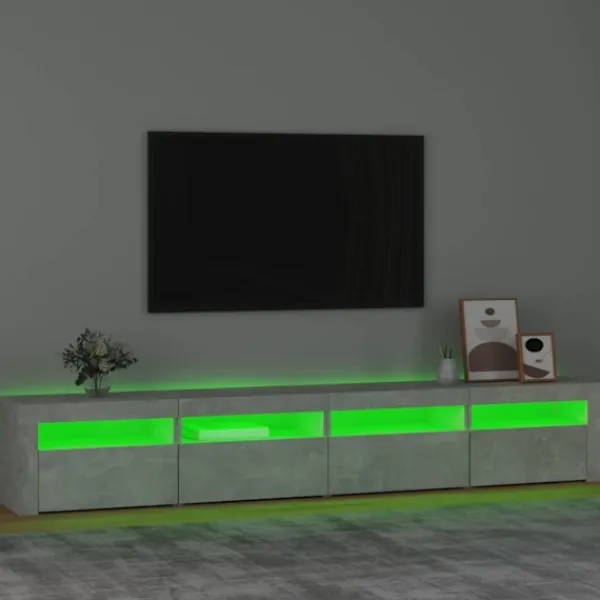 vidaXL Tv-Bänkar>Tv-bänk med LED-belysning betong 240x35x40 cm