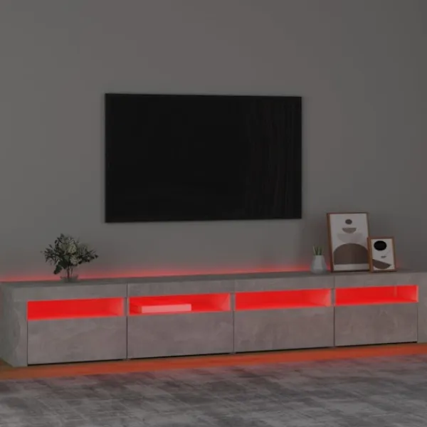 vidaXL Tv-Bänkar>Tv-bänk med LED-belysning betong 240x35x40 cm