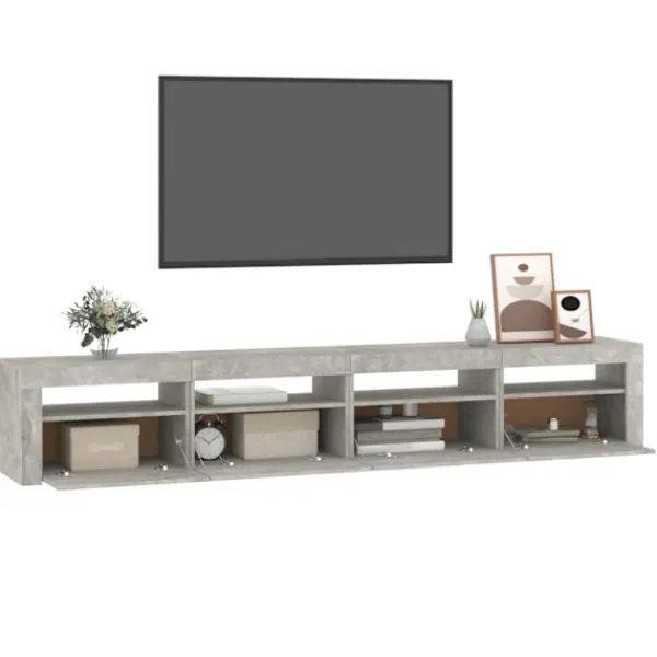 vidaXL Tv-Bänkar>Tv-bänk med LED-belysning betong 240x35x40 cm