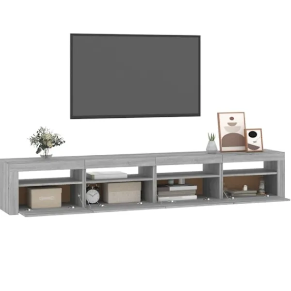vidaXL Tv-Bänkar>TV-bänk med LED-belysning sonoma 240x35x40 cm