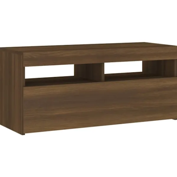 vidaXL Tv-Bänkar>Tv-bänk med LED-belysning ek 90x35x40 cm