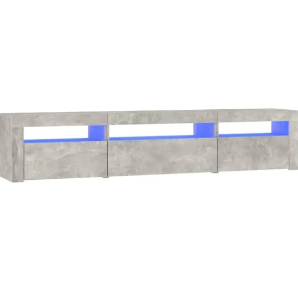 vidaXL Tv-Bänkar>Tv-bänk med LED-belysning Betong 195x35x40 cm