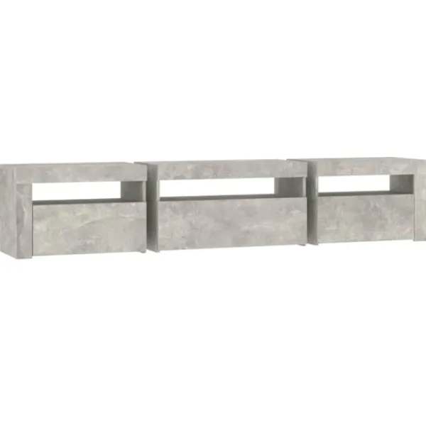 vidaXL Tv-Bänkar>Tv-bänk med LED-belysning Betong 195x35x40 cm