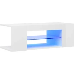 vidaXL Tv-Bänkar>TV-bänk med LED-belysning högglans 90x39x30 cm