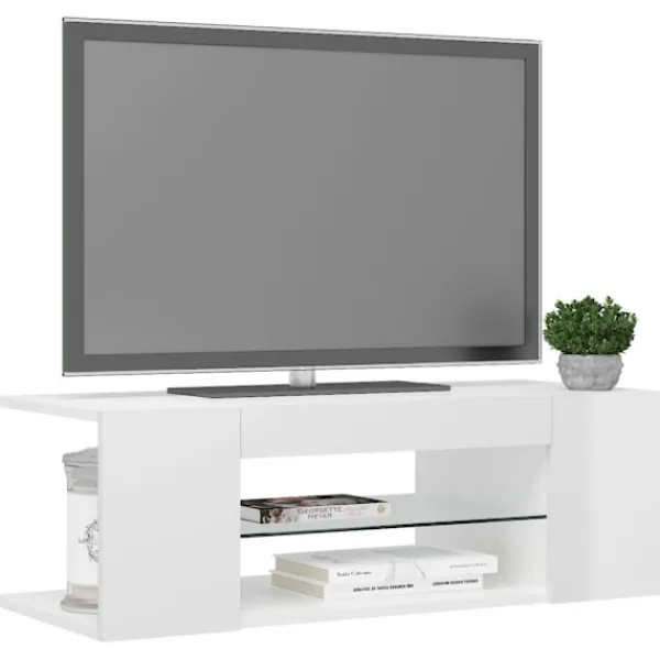 vidaXL Tv-Bänkar>TV-bänk med LED-belysning högglans 90x39x30 cm