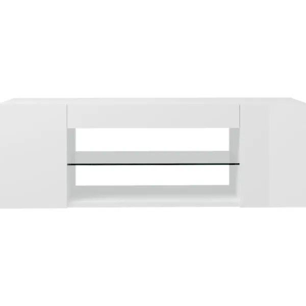 vidaXL Tv-Bänkar>TV-bänk med LED-belysning högglans 90x39x30 cm