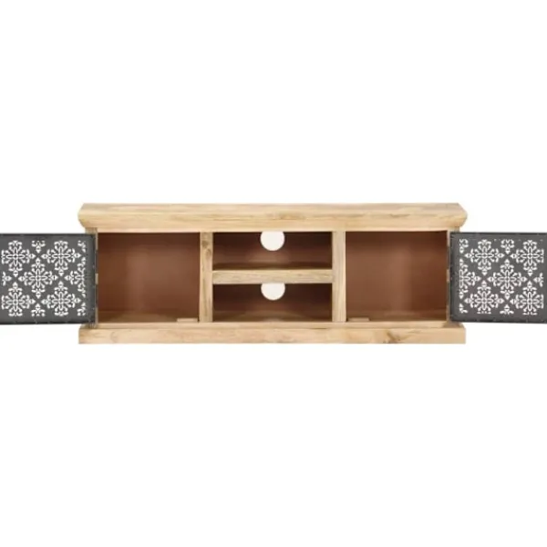vidaXL Tv-Bänkar>TV-bänk med ståldörrar 120x30x40 cm massivt mangoträ