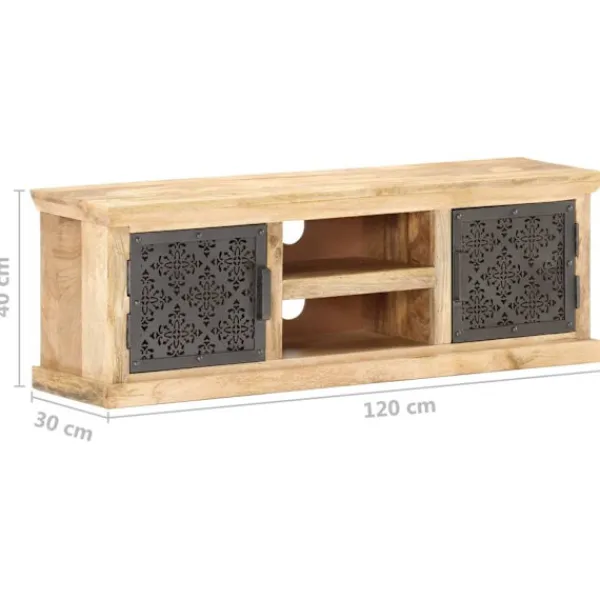 vidaXL Tv-Bänkar>TV-bänk med ståldörrar 120x30x40 cm massivt mangoträ