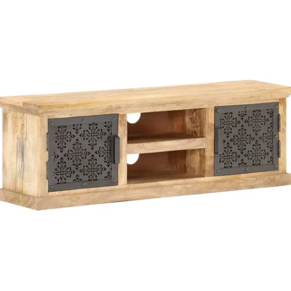 vidaXL Tv-Bänkar>TV-bänk med ståldörrar 120x30x40 cm massivt mangoträ