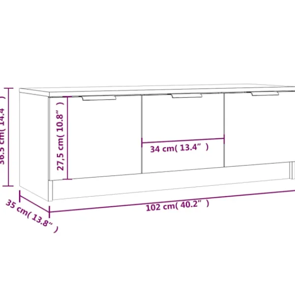 vidaXL Tv-Bänkar>Tv-bänk sonoma-ek 102x35x36,5 cm konstruerat trä